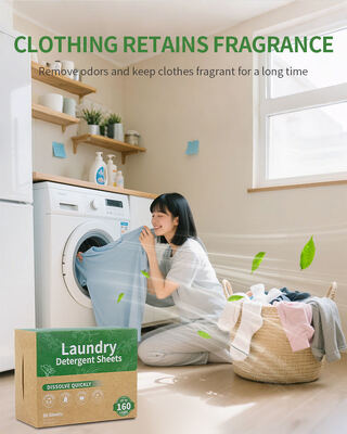 गहरे सफाई के लिए 50% सक्रिय संघटक के साथ बायोडिग्रेडेबल लॉन्ड्री डिटर्जेंट शीट 11*14 सेमी 2.8-3g/शीट